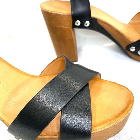 Antonio Melani Leather Block Heeled Platform Sandals Size 9 Catalyni - Picture 3 of 13